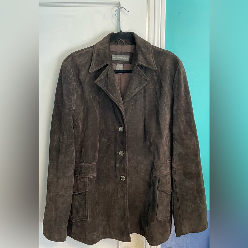 Suede Coat in Chocolate Taupe Brown